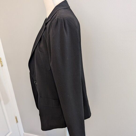 Body Central Women's Large Black Blazer Rollup Contrast Stripe Sleeves - Picture 4 of 10